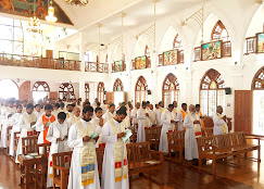 Interior view of Taliparamba St. Mary’s Church with spiritual motifs